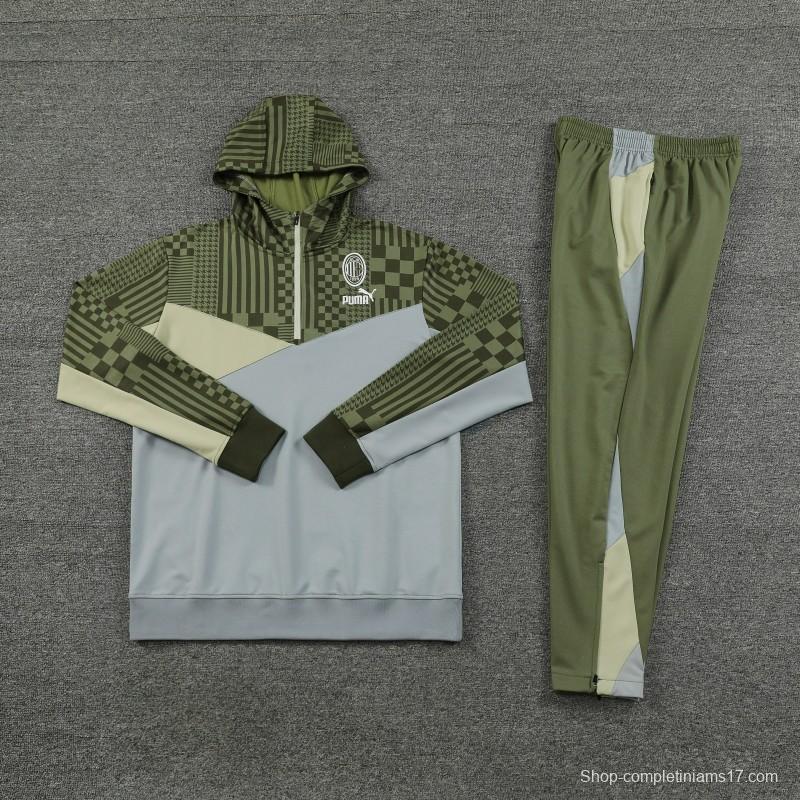 23/24 PUMA Green Grey Hoodie Half Zipper Jacket+Pants