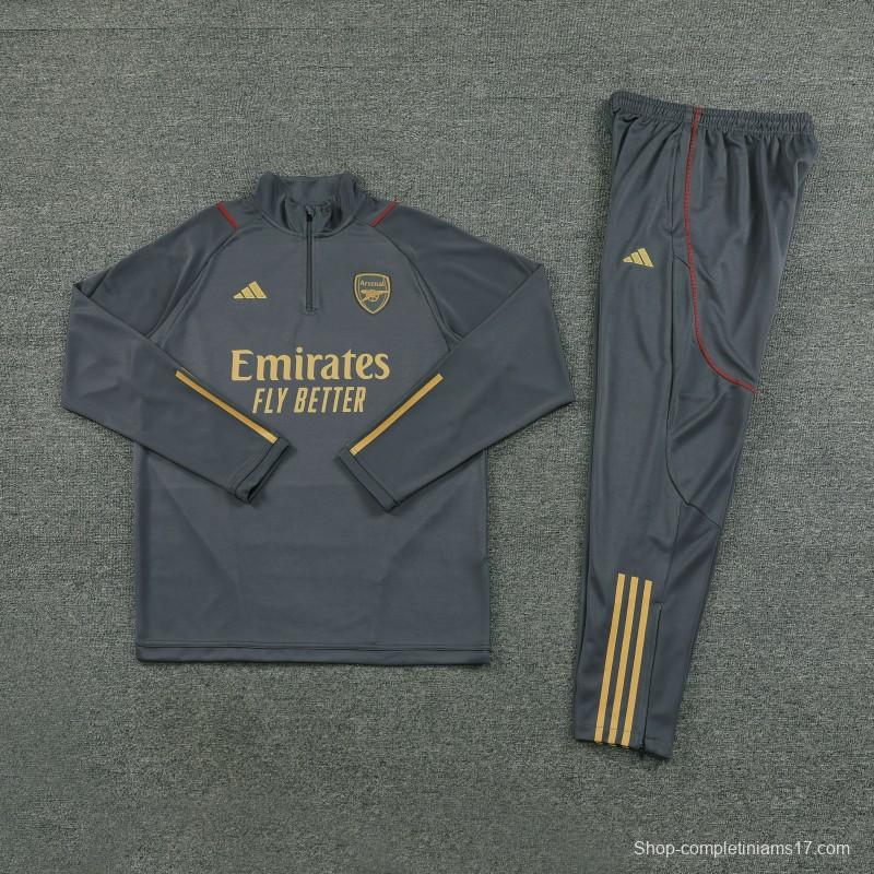 23/24 Arsenal Grey Half Zipper Jacket+Pants