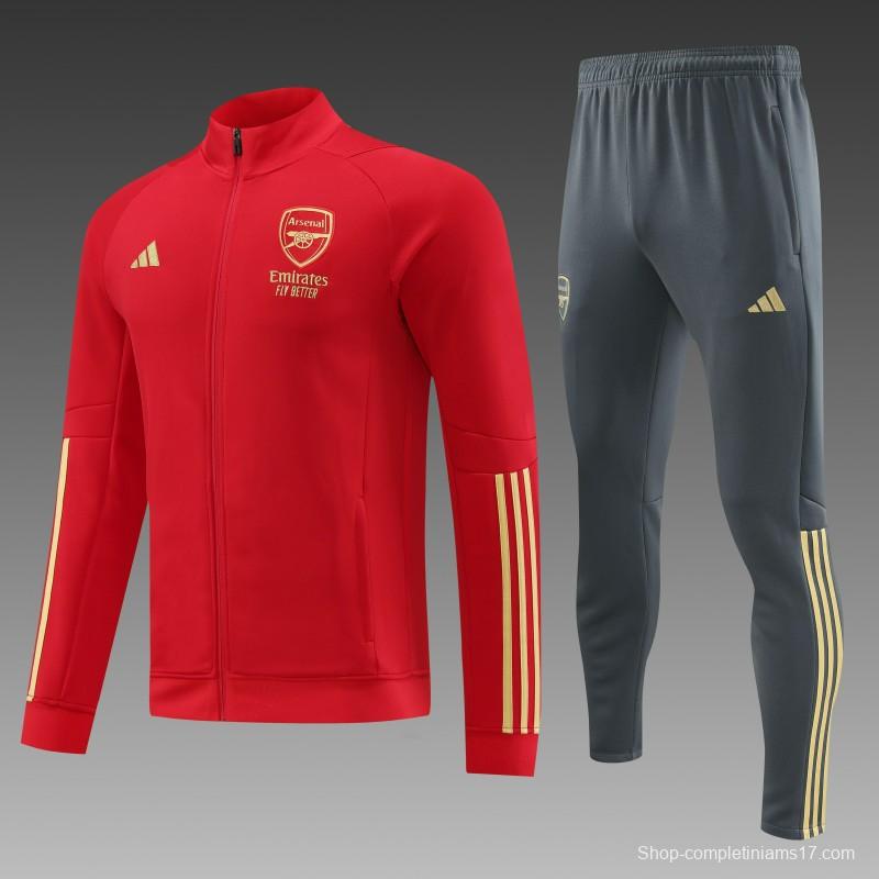 23/24 Arsenal Red Full Zipper Jacket+Pants