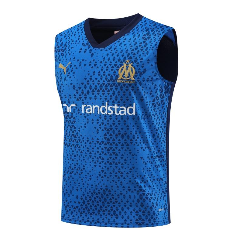 23-24 Olympique Marseille Blue Vest Jersey+Shorts