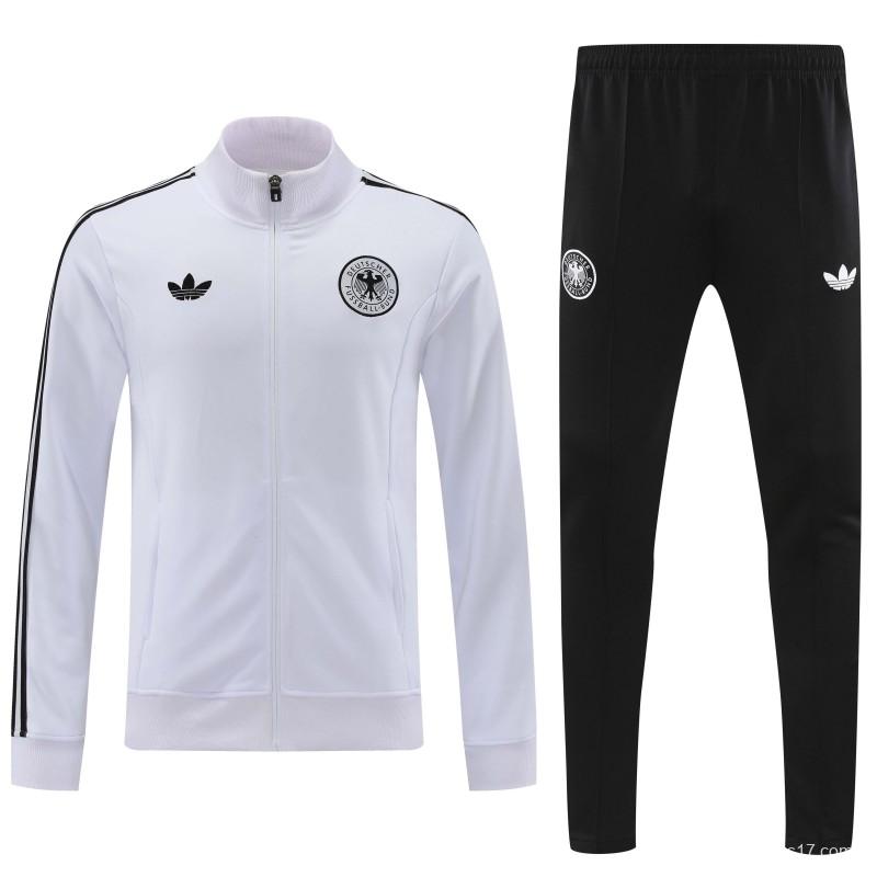 2024 Germany White Full Zipper Jacket +Long Pants