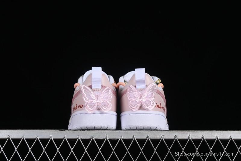 Nike Court Borough Low-Top Slip-Resistant Skate Shoes with Custom Rose Pink Hand-Painted Design - DQ5979-100