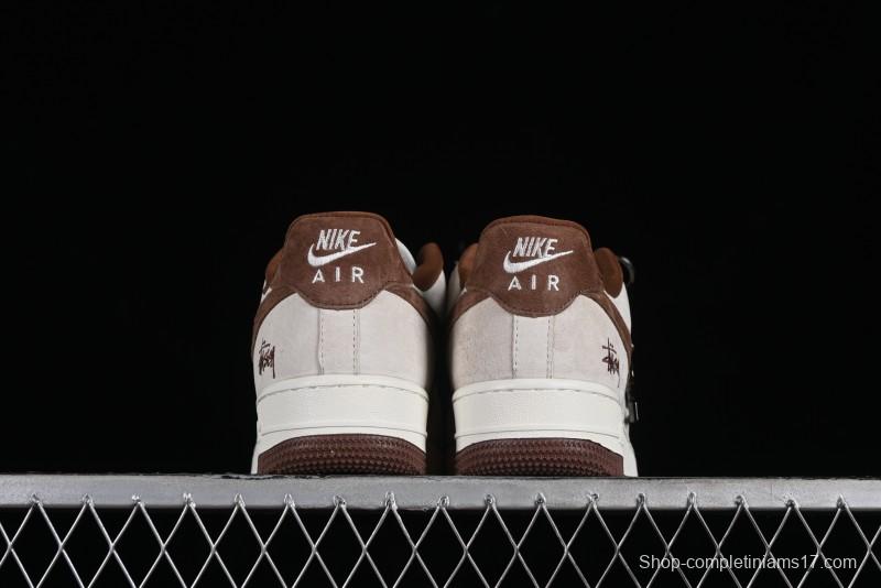 Nike Air Force 1 '07 Low Stussy Collaboration - Coffee Pig Suede Low-Top Casual Sneakers - HD1968-017