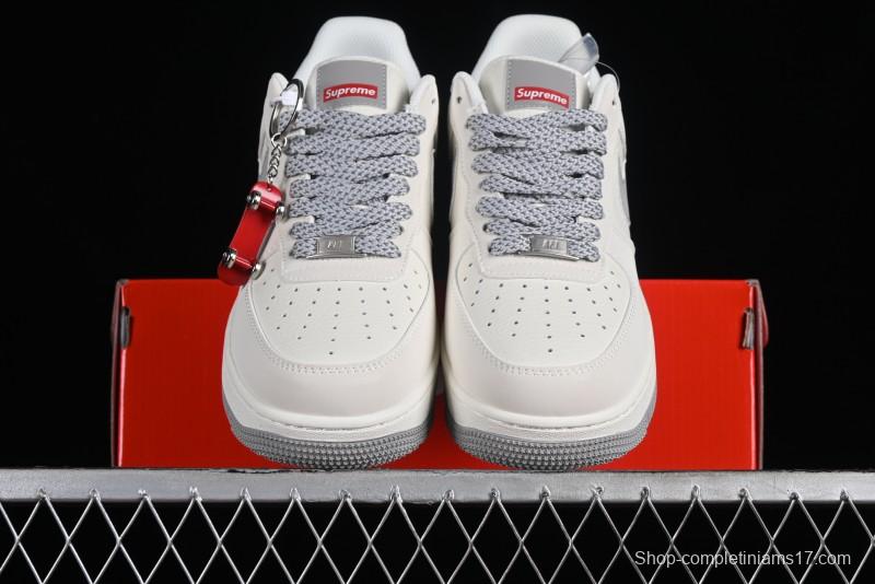 Supreme x Nike Air Force 1 '07 Low Beige Grey Casual Skate Shoes - HD1968-018