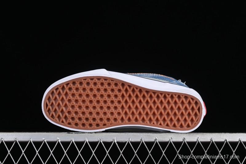 Vans Classics Knu Skool Washed Denim Distressed Vintage Chunky Tongue Skate Shoes - VN0009QCBLK