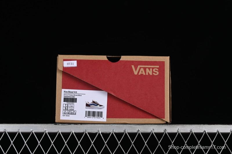 Vans Classics Knu Skool White Blue Brown Colorblock Chunky Tongue Skate Shoes - VN0009QCDMV