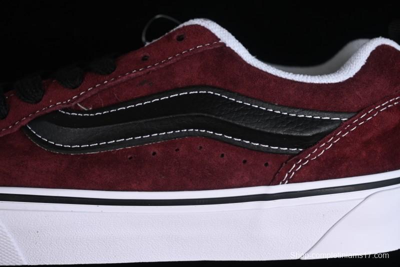 Vans Classics Knu Skool Chunky Tongue Retro Sneakers in Wine Red - VN0009QC02Y