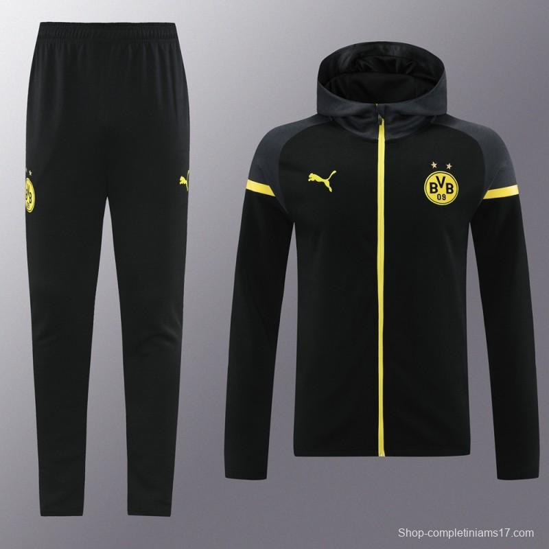 24/25 Borussia Dortmund Black Hoddie Full Zipper Jacket +Long Pants