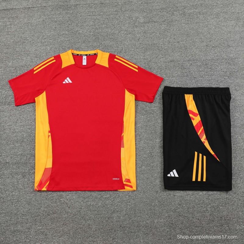 2024 Adidas Red/Yellow Short Sleeve Jersey+Shorts