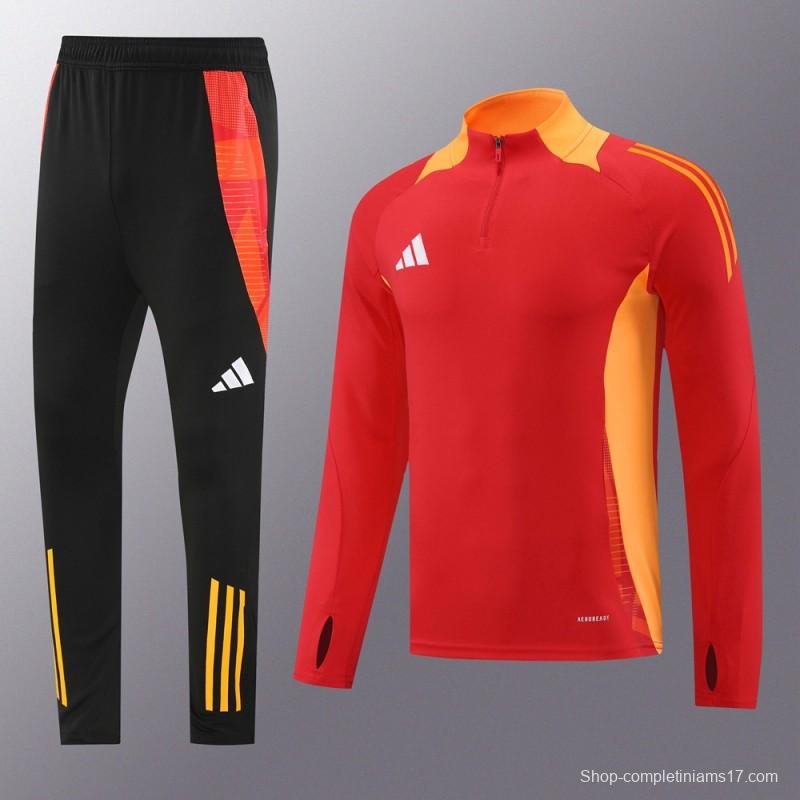 2024 Adidas Red/Yellow Half Zipper Jacket +Long Pants