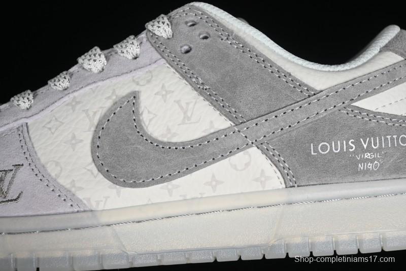 Nike SB Dunk Low LV Collaboration - Beige Grey Crystal Sole Night Light Anniversary High-End Custom Low-Top Casual Sneakers - CR8033-503