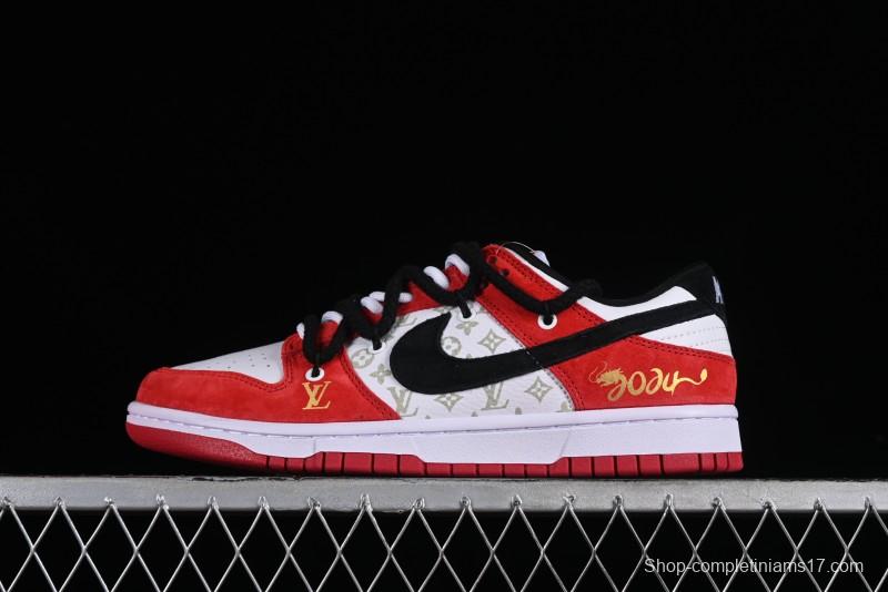 Nike SB Dunk Low Year of the Dragon Limited Edition - Black Swoosh Red Luck High-End Custom Low-Top Casual Sneakers - SJ2068-231