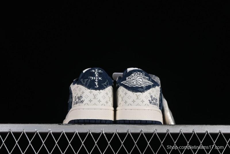 Nike Air Jordan 1 Low OG SP Travis Scott x Fragment Design Retro Sneakers with Reverse Swoosh - SJ2068-004