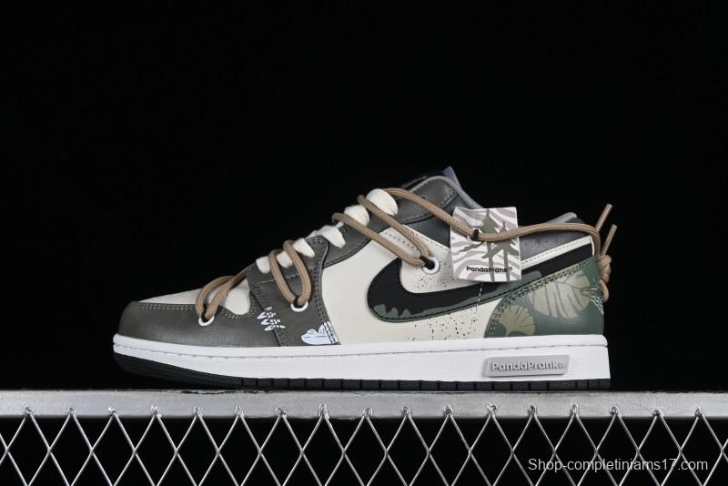 Nike Air Jordan 1 Low Customized Panda Mischief Jungle Adventure Casual Sneakers - 553558-040