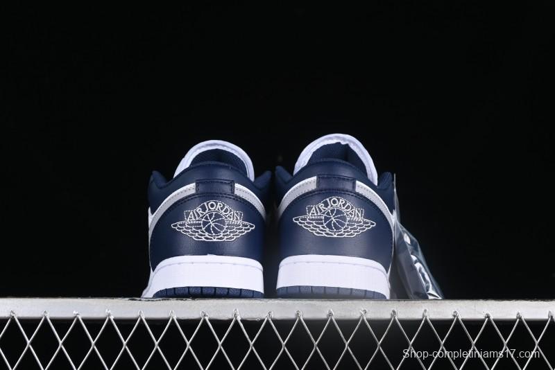 Nike Air Jordan 1 Low AJ1 White Blue Grey Low Top Lifestyle Basketball Shoes - 553558-141