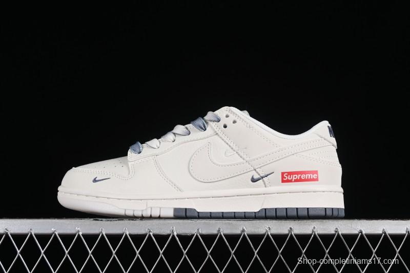 Supreme x Nike SB Dunk Low Anniversary Edition White Grey Customized Low-Top Casual Skate Shoes - BB8657-105