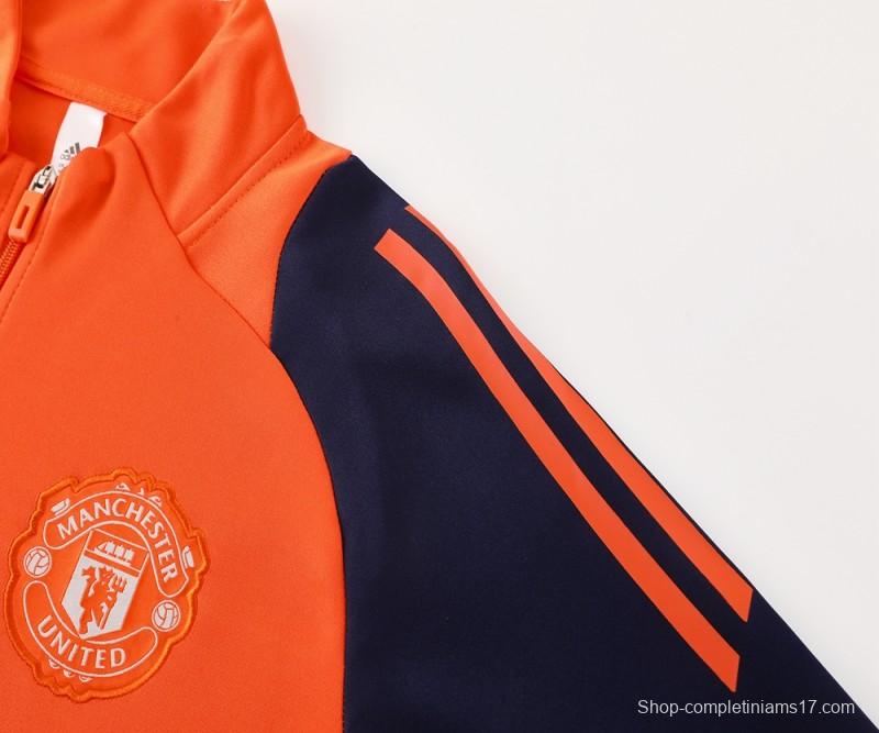 24/25 Manchester United Orange Full Zipper Jacket +Long Pants