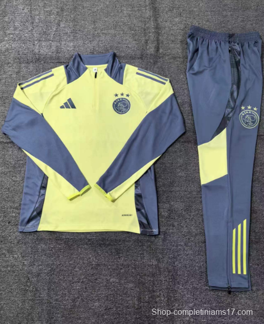 24/25 Kids Juventus Yellow Half Zipper Jacket+Long Pants