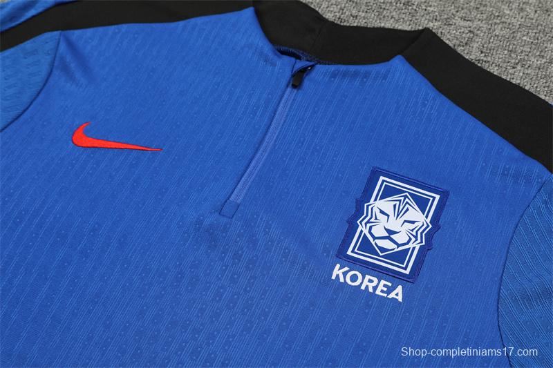 2024 South Korea Blue Half Zipper Jacket+Long Pants