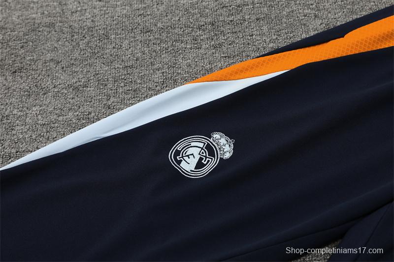 24/25 Real Madrid White/Navy/Orange Half Zipper Jacket+Long Pants