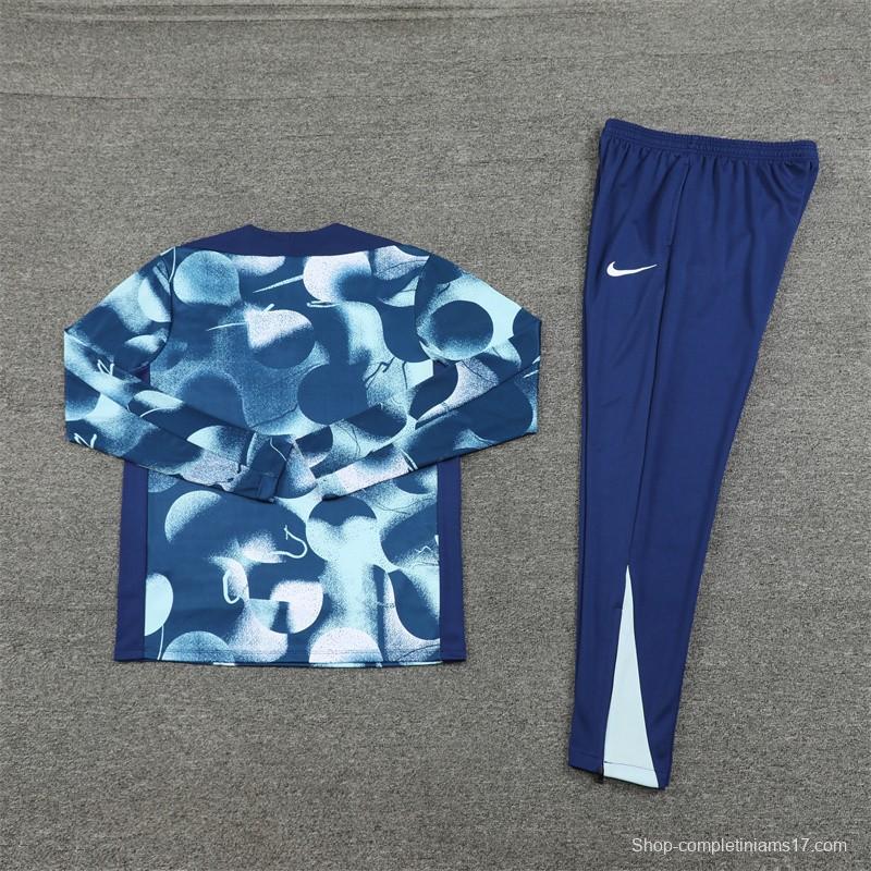 24/25 Tottenham Hotspur Blue Camouflage Half Zipper Jacket+Long Pants