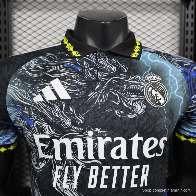 Player Version 24/25 Real Madrid Black/Blue Dragon Special Jersey