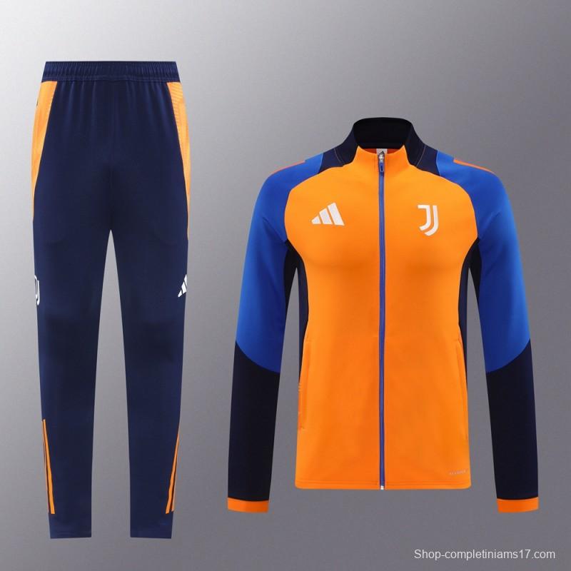 24/25 Juventus Orange Full Zipper Jacket +Long Pants