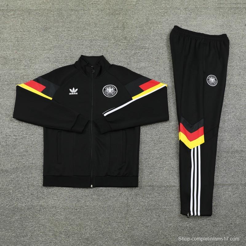 2024 Germany Black Full Zipper Jacket +Long Pants