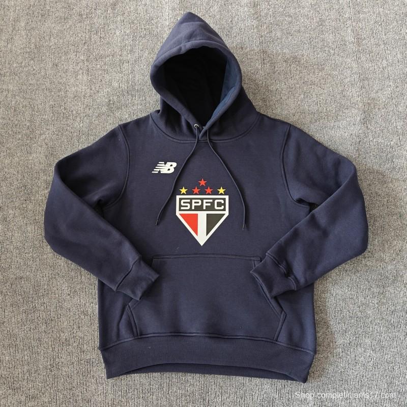 24/25 Sao Paulo Navy/Red/Black/Beige/Grey Hoodie WIth Black Badge