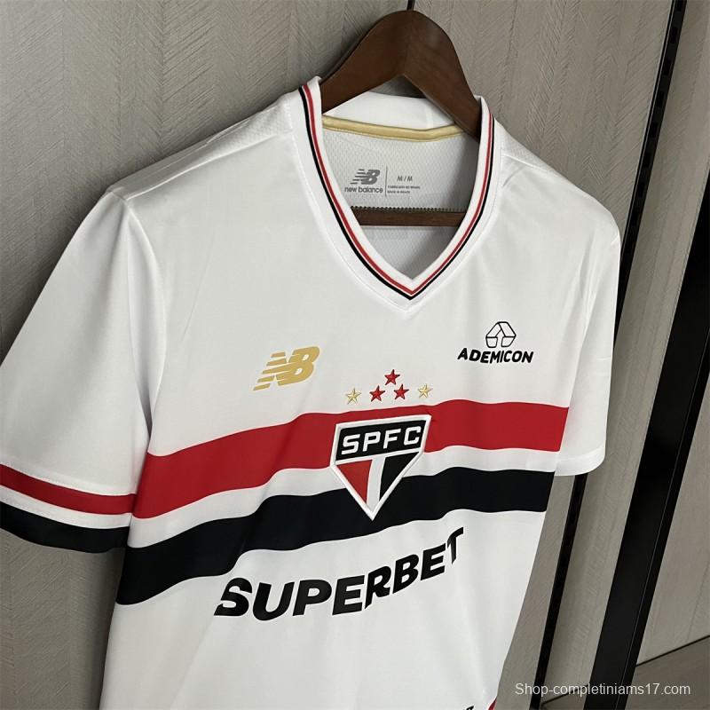 25/26 São Paulo Home Jersey With Chest Sponsor