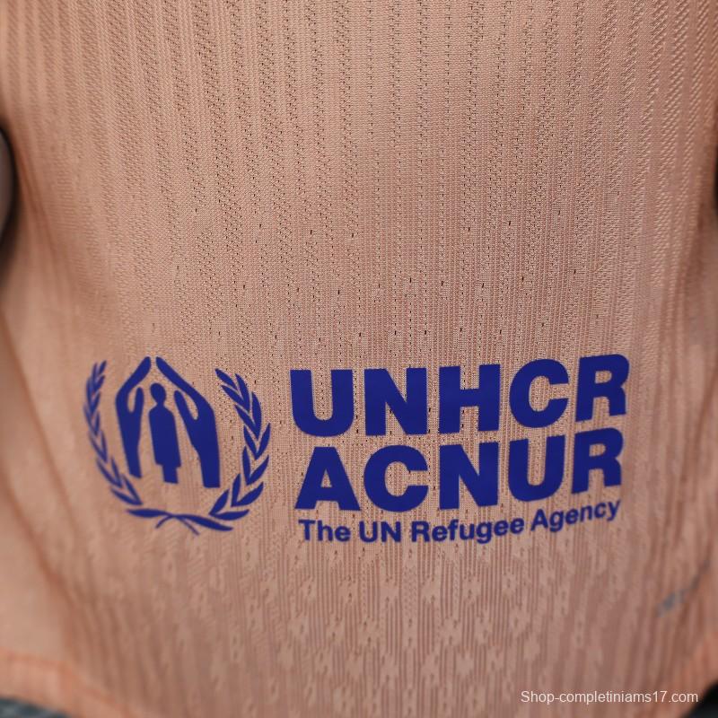 Player Version 25/26 FC Barcelona Pink 125Th Anniversary Jersey with Spotify Sponsor and Navy Blue Accents