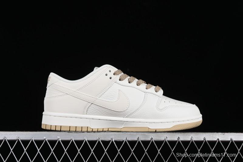 Nike SB Dunk Low Collaboration Three Swooshes Beige Gold Colorway Low-Top Casual Skateboarding Shoes - NK5639-326