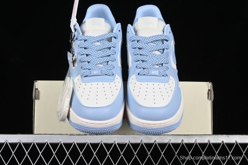 Nike Air Force 1 '07 Low Stussy Collaboration - Sky Blue Low-Top Casual Sneakers - BB9599-201