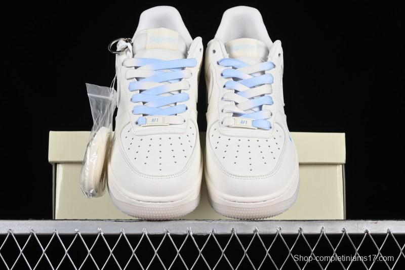 Nike Air Force 1 '07 Low Supreme Collaboration - White Blue Colorblock Low-Top Casual Sneakers BB9599-202