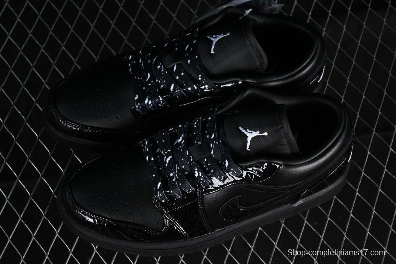 Nike Air Jordan 1 Low "Black Croc" Casual Sneakers with Crocodile-Embossed Leather - HJ7743-010