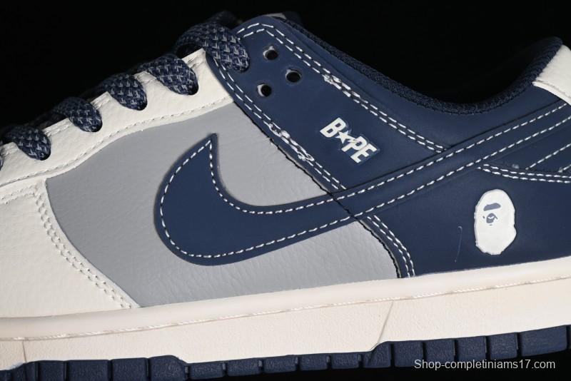 Nike SB Dunk Low BAPE Collaboration - Light Blue Grey Anniversary High-End Custom Low-Top Casual Skate Shoes - BB8969-001