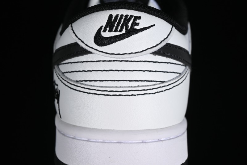 Stussy x Nike Dunk Low SB Skate Shoes in White-Black - FC1688-137