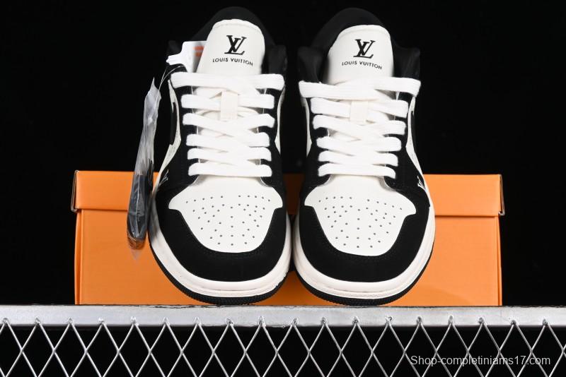 Nike Air Jordan 1 Low LV Collaboration - Black White Panda Custom Culture Casual Sneakers SJ9950-001