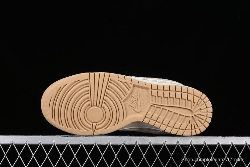 Nike SB Dunk Low LV Collaboration - Beige Swoosh Anniversary High-End Custom Low-Top Casual Skate Shoes - SJ2068-258