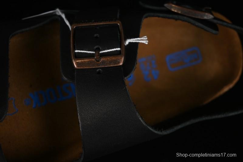 Birkenstock Birkenstock Sandals Series Black Leather with Soft Cushioning Cork Midsole - T.D4