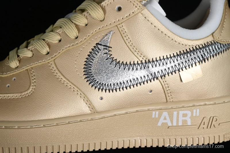 Off-White x Nike Air Force 1 '07 Low "Metal Gold" Casual Sneakers - DX1419-900