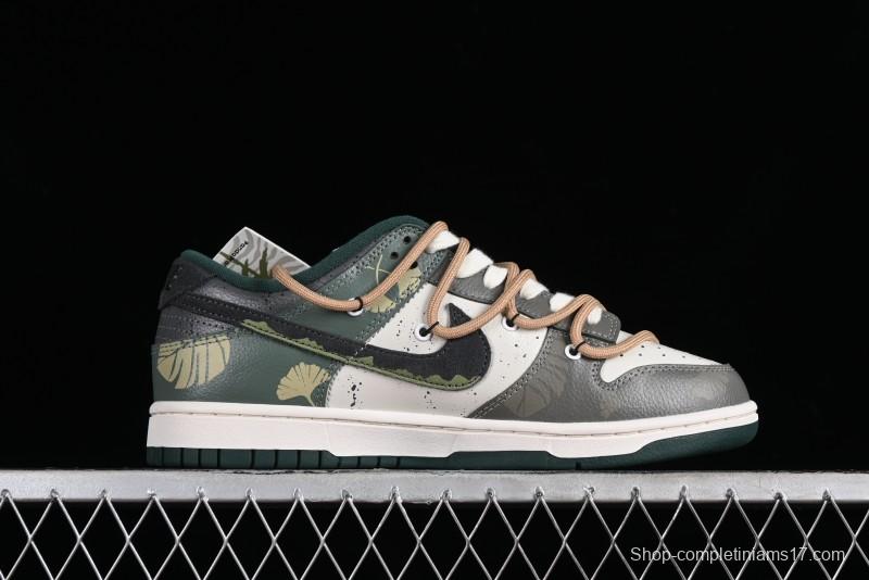 Nike Dunk Low Panda Prank Jungle Crossing - Green Wild Floating Abyss Beige Brown Green SB Lace-Up Low-Top Casual Skate Shoes - FD0350-133