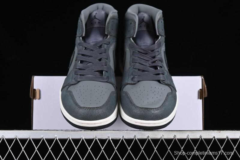 Nike Air Jordan 1 Mid Basketball Shoes in Space Gray - FJ3448-001