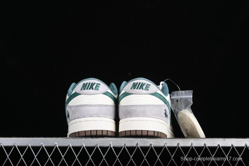 Nike SB Dunk Low Stussy Collaboration - Grey Green Pig Anniversary High-End Custom Low-Top Casual Skate Shoes - CF3688-007