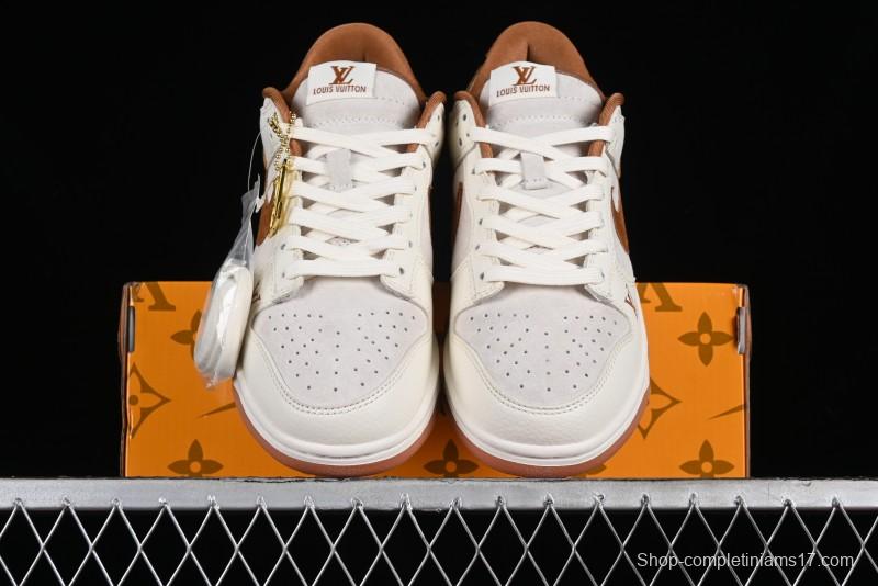 Nike SB Dunk Low LV Collaboration - Chocolate Anniversary High-End Custom Low-Top Casual Skate Shoes - FC1688-133