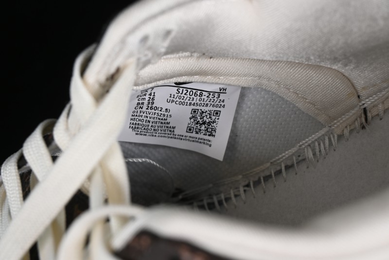 Nike SB Dunk Low LV Collaboration - Checkerboard Brown White Swoosh Anniversary High-End Custom Low-Top Casual Sneakers - SJ2068-253