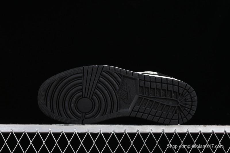 Nike Travis Scott x Fragment Design x Jordan Air Jordan 1 Low OG SP AJ1 LV Grey Black Pig Print Low-top Casual Sneakers - SJ2068-101