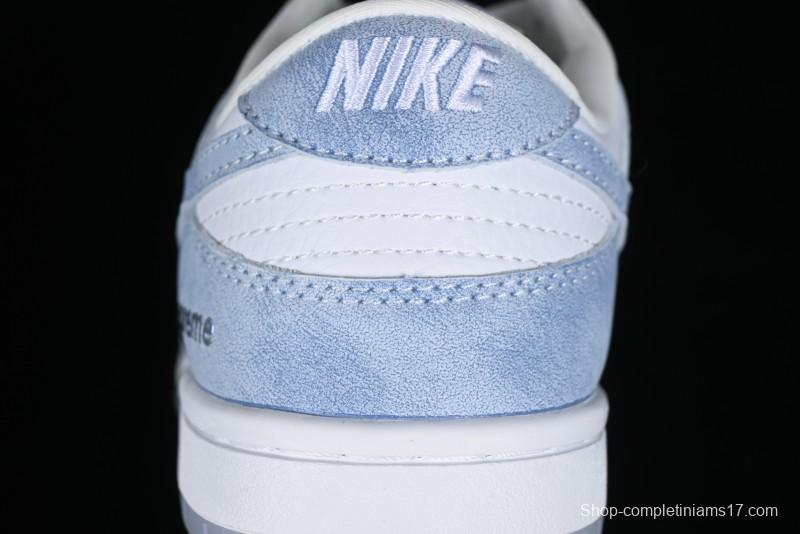Nike SB Dunk Low Supreme Collaboration - Ice Crystal Blue Anniversary High-End Custom Low-Top Casual Skate Shoes - JH8039-939