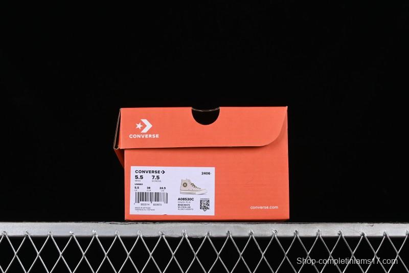 Converse Chuck 70 High Top Casual Canvas Sneakers with Light Beige Upper and Avocado Green Accents - A08530C