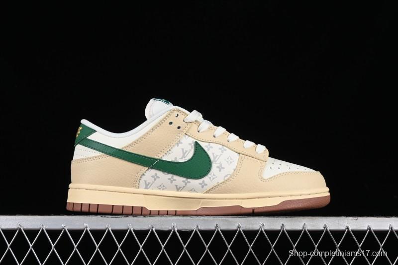 Nike SB Dunk Low LV Collaboration - Beige Green Anniversary High-End Custom Low-Top Casual Skate Shoes - LV6188-003